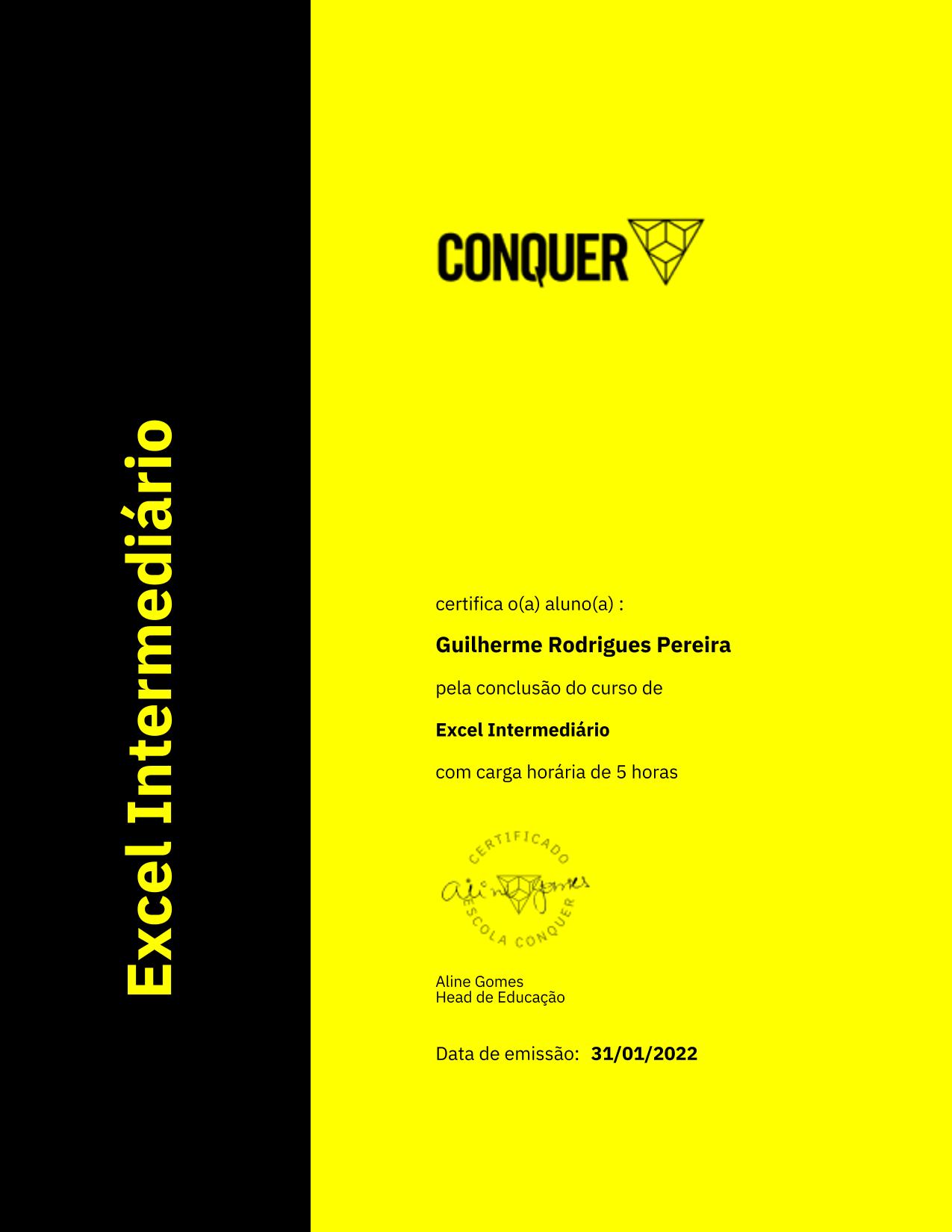 Certificado de Excel Intermediário